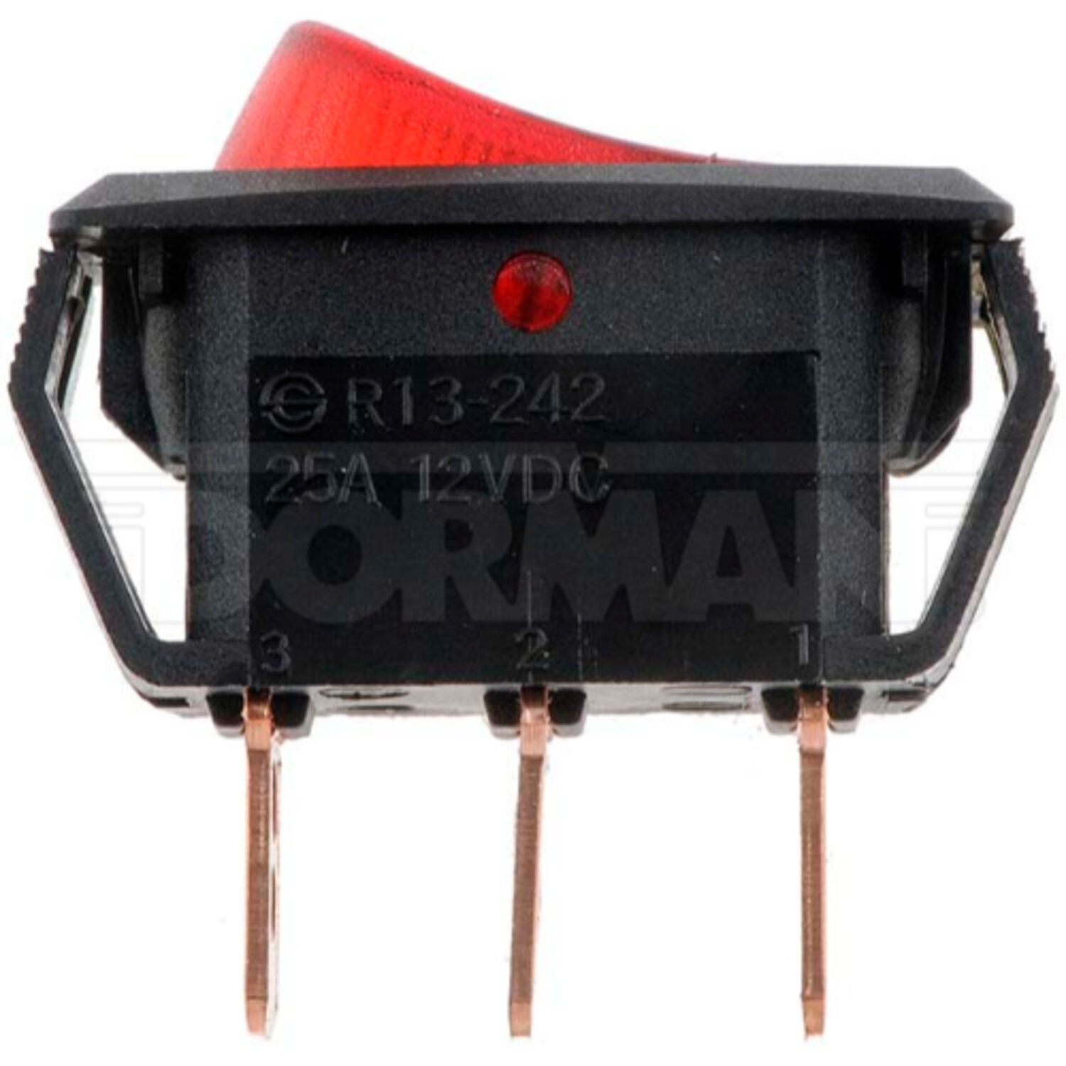 Dorman R13 Rocker Switch Dorman Black Body/Red Rectangle Rocker Switch - 1 Count