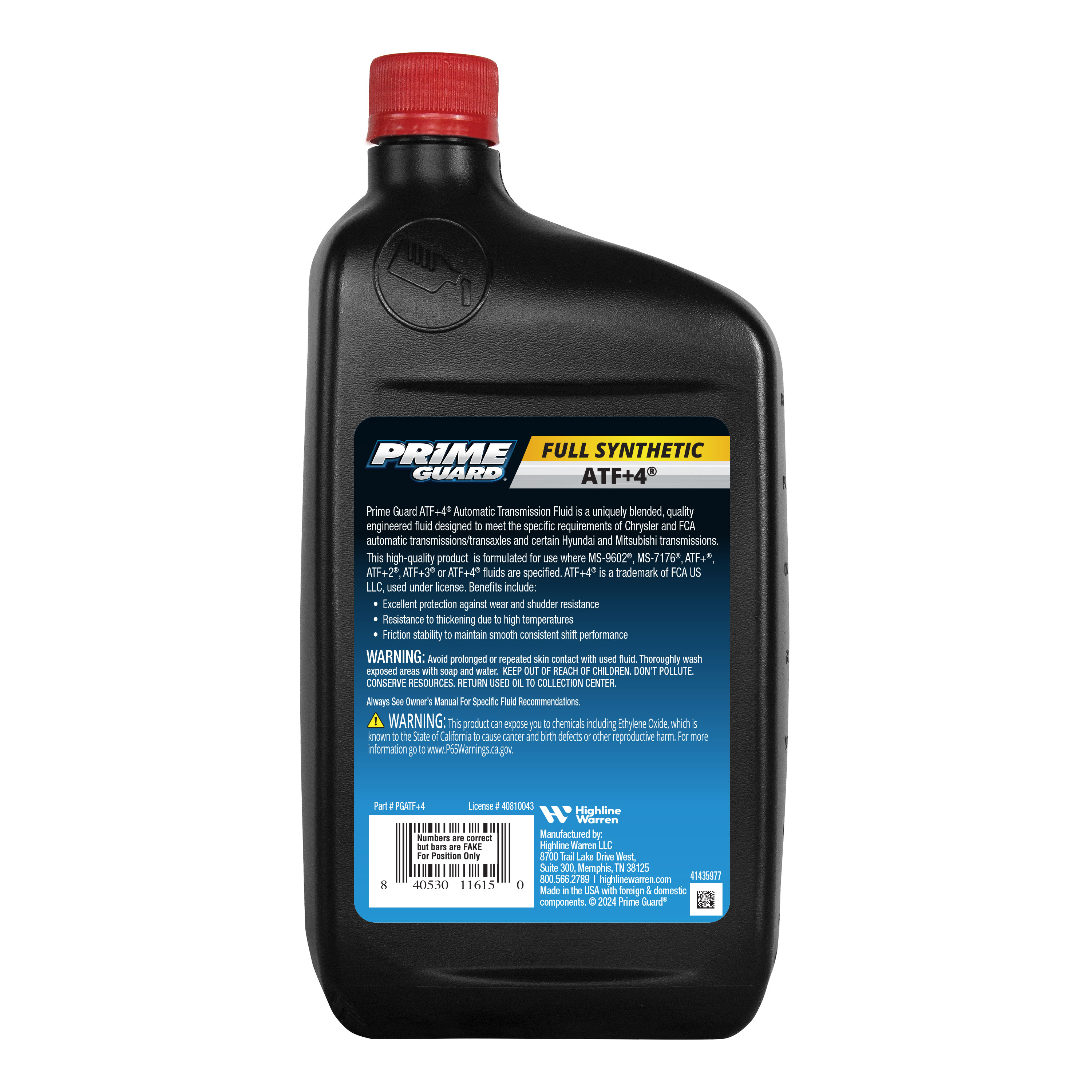 Prime Guard® Full Synthetic ATF+4 - Quart